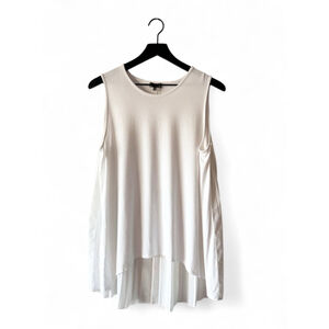 Vince Camuto White Pleated Back Sleeveless Blouse Top M